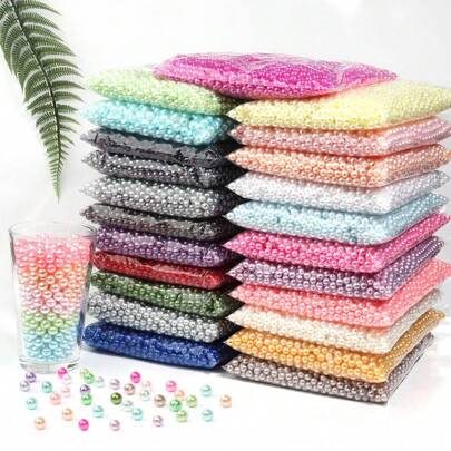 100/300/1000 颗 ABS 仿珍珠，直孔，各种尺寸（3/4/6/8/10 毫米），适用于 DIY 手链、耳环、项链制作