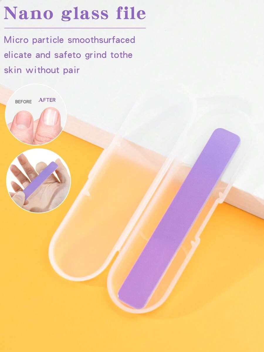 1入組納米玻璃指甲文件,修指甲光亮拋光棒,用於修邊和磨光指甲表面,附贈收納盒 - 紫色 - 查看 1