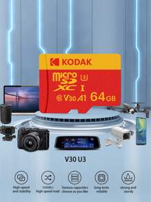 Kodak Original  Memory Card 64GB 128GB 256GB U3 4K Micro SD Card 32GB SDHC UHS-I C10 A1 V30 TF Trans Flash Microsd With Adapter - Red - View 4
