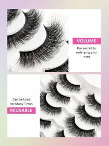 Asiteo 7 Pairs 5D Fluffy Thick Faux Mink False Eyelashes, Comfortable & Voluminous, Reusable - Black - View 5