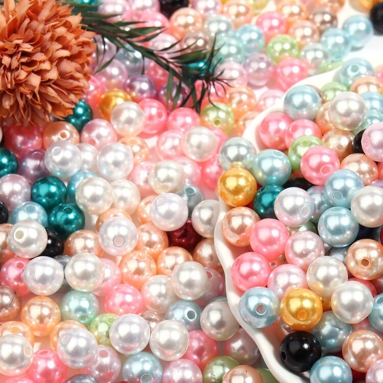 100/300/1000 Piezas De Cuentas De Imitación De Perlas De Abs, De Color, Redondas, Con Agujero Recto, Cuentas Sueltas, 3/4/6/8/10mm, Adecuadas Para La Fabricación De Pulseras, Aretes Y Collares Diy - Neblina azul - Añade 5