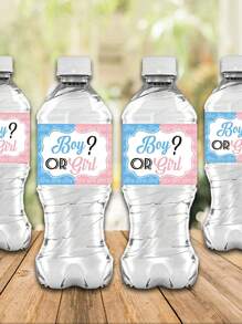 10 piezas de pegatinas decorativas de color rosa y azul para botellas de bebidas para fiesta de revelación de género - Multicolor - Ver 1