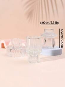 3-Piece Set Of Green Glass Candlesticks With Vertical Stripes, Dual-Purpose Candlesticks, Glass Candlestick Cups, Thick Candles And Thin Candles, Dual-Purpose High-End Candle Cups, Household Candlestick Ornaments, Halloween, Spooky, Autumn, Winter, Holiday, Festival, Room Decor, Gifts Birthday Graduation