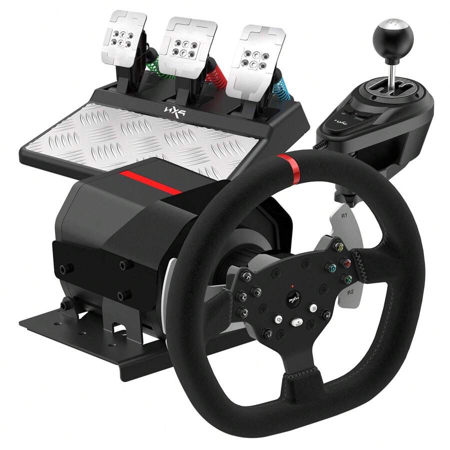 PXN Force Feedback Steering Wheel, V10 Racing Wheel 270/900 Degree with Adjustable Linear Pedals and 6+1 Shifter Gaming Racing Steering Wheel for PC, PS4 - PXN-V10 - View 1
