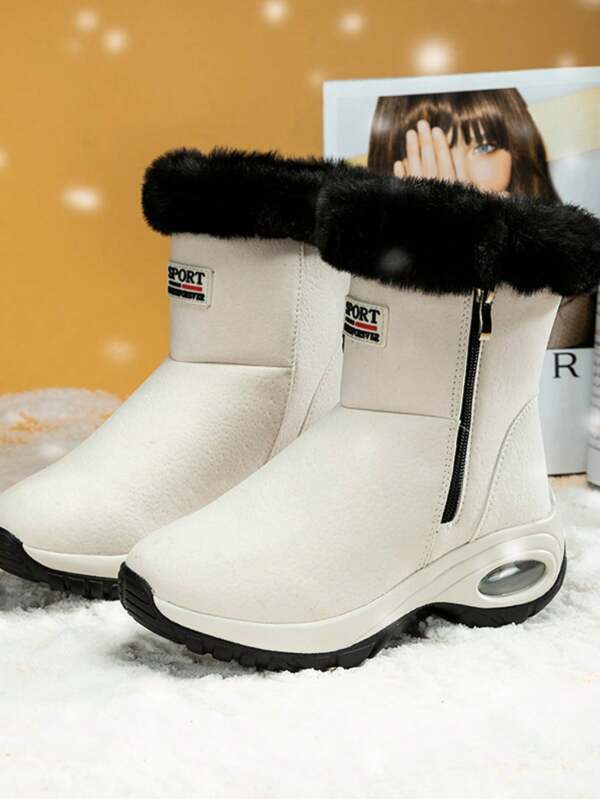 Hiver Montant Femme Bottes De Neige Avec , Chaud Et Confortable , Waterproof Et Antidérapant Bottines De Marche , Adapté Pour Extérieur Et Température Froide