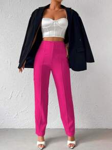 Women Pants - 玫紅色 - 查看 2