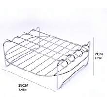 Air Fryer Accessories, Stainless Steel Air Fryer Rack, 4 Stainless Steel Skewers & Multi-purpose Cooking Rack For Grilling, Roasting, Microwaving, Baking, Fits Most Air Fryers - Silver - View 4