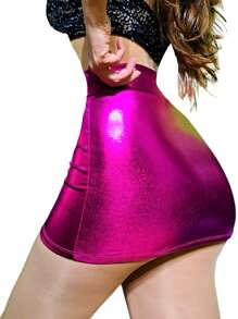 Mini falda moderna efecto espejo - Rosa Fucsia - Ver 3