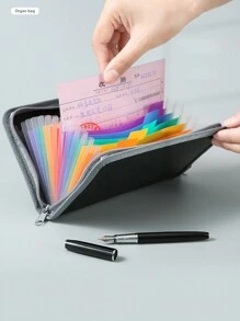A6迷你手風琴組織器夾有13個袋子,創意邊緣包裝拉鍊手風琴文件夾,用於分類和存儲文件 - 灰色 - 查看 2