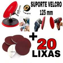 Suporte Boina + 20 Lixas Disco Para Parafusadeira/ Esmerilhadeira Pronta Entrega - Vermelho - Visão 1