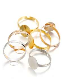 10pcs Diy Jewelry Accessories Soldering Ring Setting, Adjustable And Solid Base Compatible - Silver - View 3