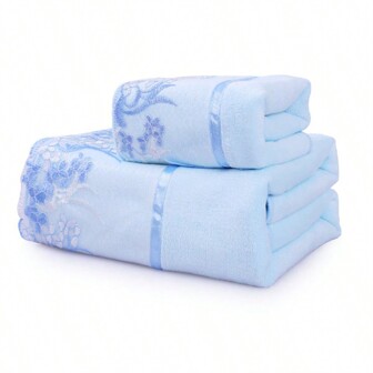 2pcs Lace Bath Towel Set For Adult, Oversized, Absorbent, Great For Beach, Face & Body, 1 Bath Towel + 1 Hand Towel Back To School For Beauty Salon Home Bathroom