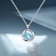 Phnibird頸鏈女性天然寶石生日石925銀配件“玫瑰之吻”女性吊墜金屬過敏友好,單穀珠寶,紀念日生日禮物報名項鍊 - A款 - 查看 1