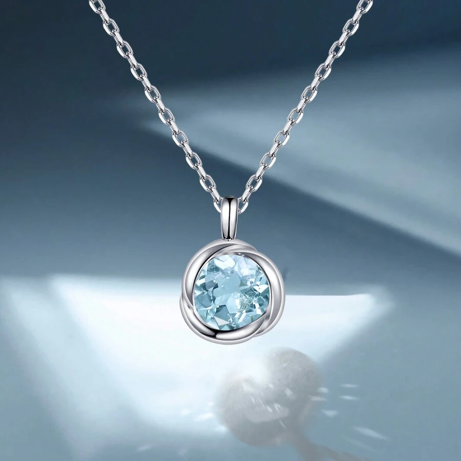 Phnibird頸鏈女性天然寶石生日石925銀配件“玫瑰之吻”女性吊墜金屬過敏友好,單穀珠寶,紀念日生日禮物報名項鍊 - A款 - 查看 1