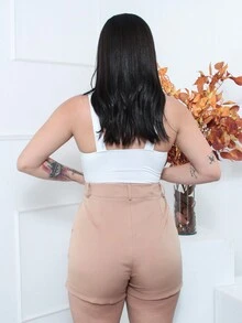 Women Shorts - 淺米色 - 查看 2