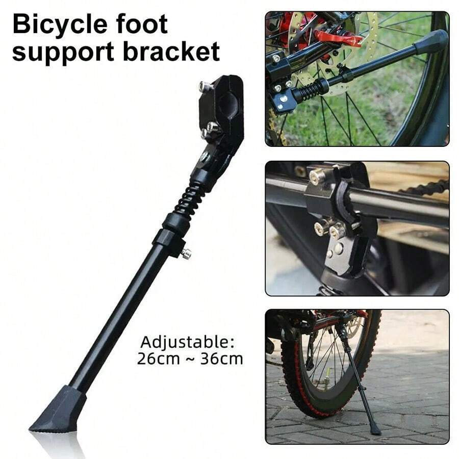 Mountain Bike Aluminum Alloy Rear Kickstand Side Support Bicycle Parts Adjustable Road Bike Stand - Black - View 1