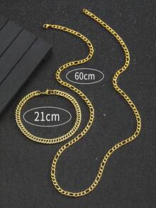 1 cái Mát mẻ Con trai Vàng 1 : 3 Dây chuyền Figaro Dây chuyền & 1 cái Chuỗi vòng tay Bộ Cho bữa tiệc Yến tiệc Đường phố Đối với Trẻ em Qủa tặng - Vàng - Xem 3