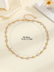 1 pieza Collar de cadena con flores de moda multicolor (color al azar) - Blanco - Ver 3