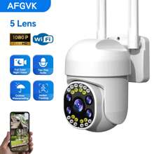 AFGVK 1 件高清 1080p 5 鏡頭無線安全攝影機 Wifi 室內室外 Ptz Ip 攝影機家用,無線攝影機 Wifi 攝像頭,ai 智慧人體追蹤運動偵測,網路攝影機 2.4g 警報推送,視訊監控,遠端控制視圖,安全攝影機雙向音訊花園防水,寵物監視器狗貓相容於128g Tf/sd 卡,適用於手機電腦ipad Pc 智慧手錶,相容於手機充電器數據線行動電源,相容於太陽能電池電源,可愛卡哇伊電子禮品 - 白色 - 查看 1