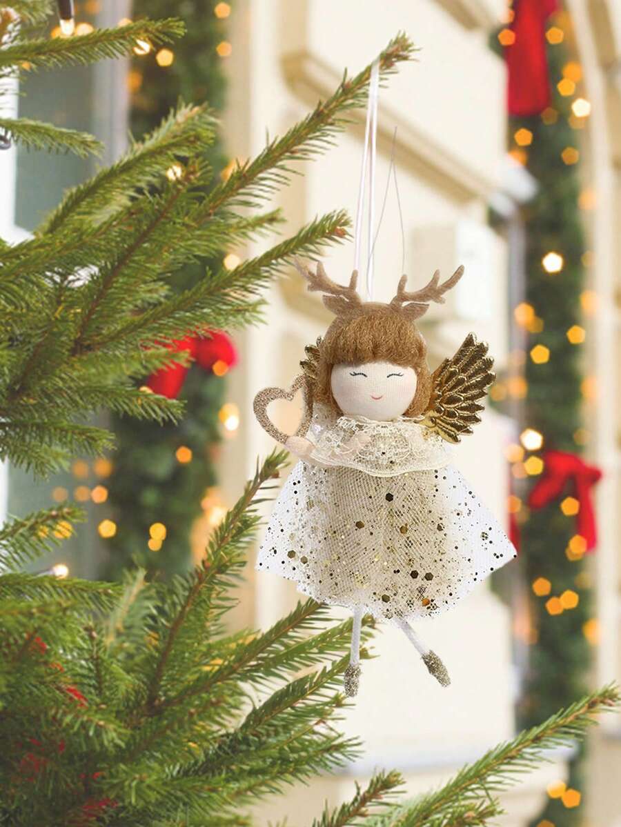 1入組金色玩偶形狀掛飾,派對禮物,聖誕晚會裝飾用品