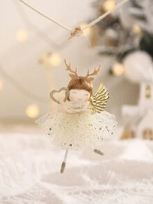 1入組金色玩偶形狀掛飾,派對禮物,聖誕晚會裝飾用品
