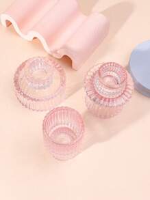 3-Piece Set Of Green Glass Candlesticks With Vertical Stripes, Dual-Purpose Candlesticks, Glass Candlestick Cups, Thick Candles And Thin Candles, Dual-Purpose High-End Candle Cups, Household Candlestick Ornaments, Halloween, Spooky, Autumn, Winter, Holiday, Festival, Room Decor, Gifts Birthday Graduation