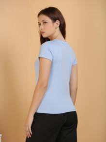 Women T-Shirts - Xanh và trắng - Xem 5