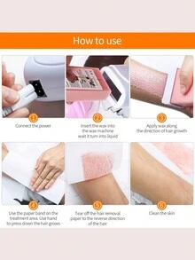 Kit de Depilación Profesional Completo con Cera Depiladora - Práctico y Eficaz Depilado - Para Todo Tipo de Piel - Óptimo para Uso Doméstico y Salones de Belleza - Consigue una Piel Suave y Radiant.4-piece set * depilatory casting roller+wax+100 wax skins - Azul - Ver 7