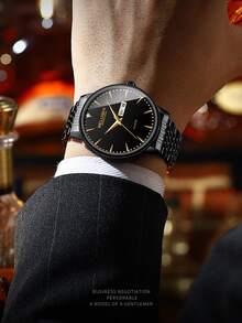 New Arrival Stopwatch Night Light Waterproof Quartz Men's Watch - B-589 silver shell white surface silver nail steel strip - View 5