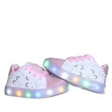 Tênis De Luz de led Luminoso Infantil menina Feminino Chuva Amor com Pulseira