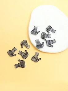 10入組時尚創意卡通音符圖案貓形配件DIY韓語風格合金油滴吊墜鑰匙圈耳環吊墜 - 暗銀色 - 查看 2