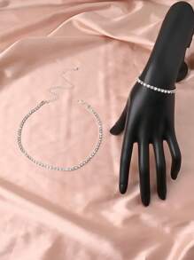 1條項鍊和1個手鐲時尚豪華的鑽石珠寶套裝,適用於新娘、婚禮和派對