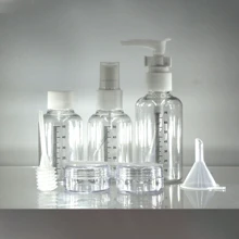 Juego De Dosificadores Kit Dispensador Atomizador Dosificador Botella Viajes Crema  recipientes portátiles para cosméticos, Porta líquidos y cremas cosméticos  Juego de 7 Unidades - transparente - Ver 2