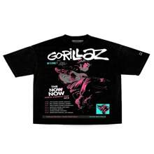 Unisex Drop Shoulder T-Shirts With Print - Black - View 1