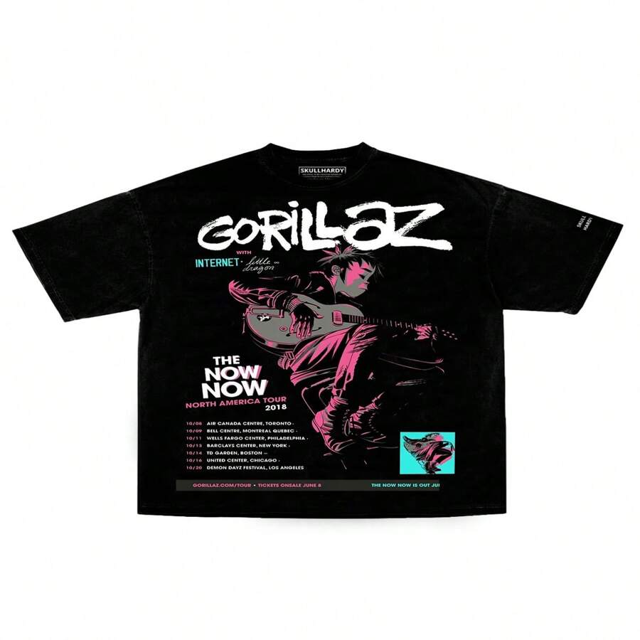 Unisex Drop Shoulder T-Shirts With Print - Black - View 1