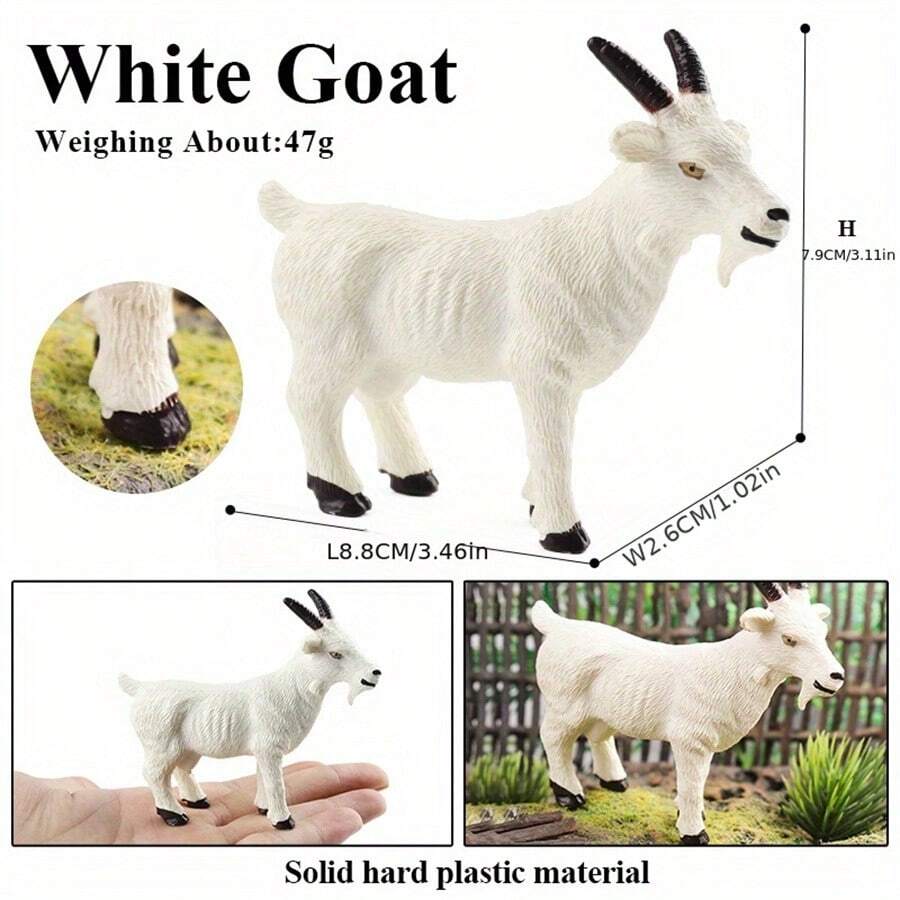 大型農場動物模型,逼真仿真巨型塑膠農場人物玩具,學習教育玩具組合,派對小禮物,浴室玩具,蛋糕插牌,適合幼兒和兒童 - 白色 - 查看 1
