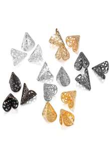 50入組16mm喇叭花帽(帶兩片葉子),diy珠寶製作材料,髮夾和髮夾飾品,復古空心花片