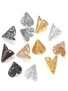 50入組16mm喇叭花帽(帶兩片葉子),diy珠寶製作材料,髮夾和髮夾飾品,復古空心花片