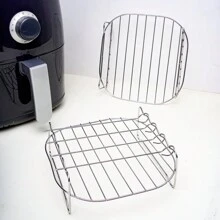 Air Fryer Accessories, Stainless Steel Air Fryer Rack, 4 Stainless Steel Skewers & Multi-purpose Cooking Rack For Grilling, Roasting, Microwaving, Baking, Fits Most Air Fryers - Silver - View 5