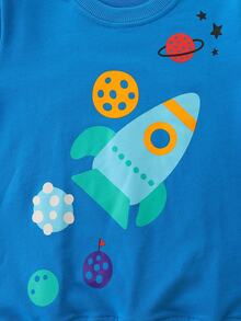 Jersey De Manga Larga Con Estampado De Dibujos Animados Para Niño, Estilo Otoño E Invierno - Azul - Ver 4