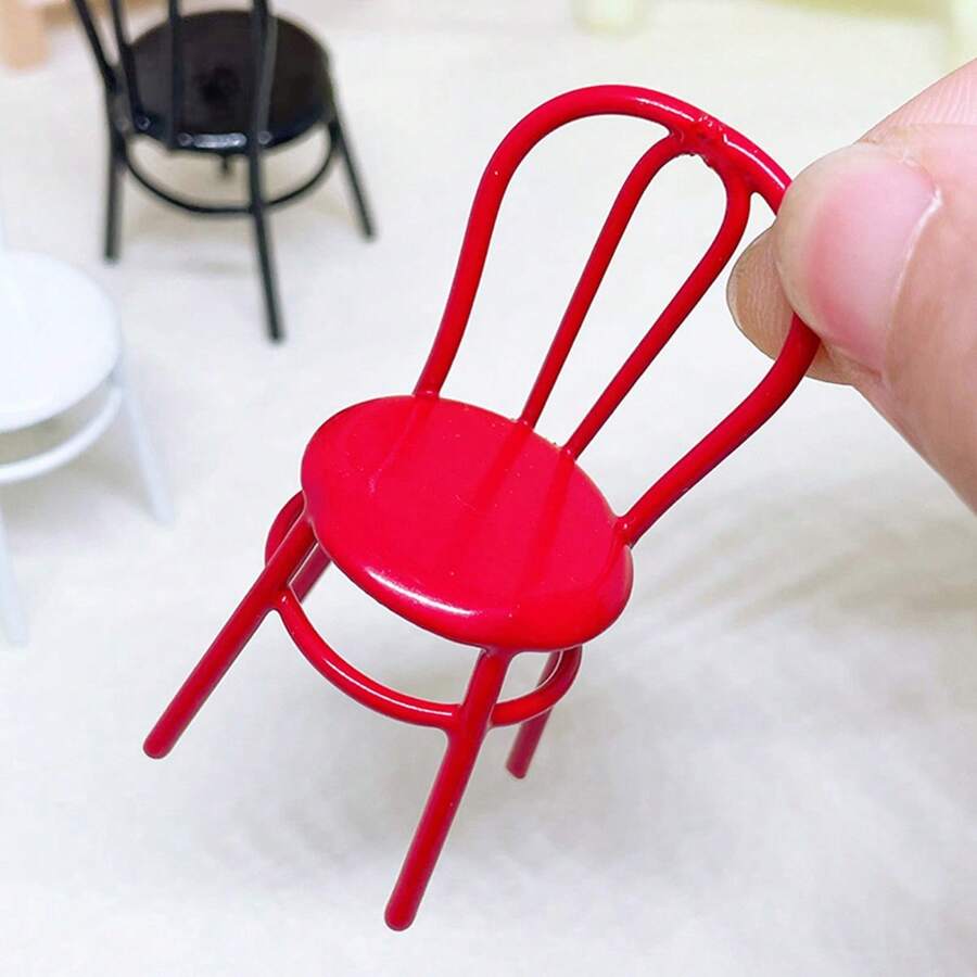 1 Miếng Nhà búp bê Thu nhỏ Phụ kiện Kim loại Giải trí Ghế có tay dựa Nhà  Mô hình bjd Đồ trang trí - Đỏ - Xem 1