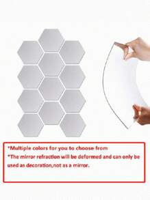1set Mirror Vase Acrylic 3D Wall Stickers - Red - View 4