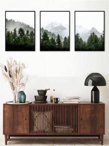 3pcs 30x40cm Modern Style Landscape Decoration Painting, Suitable For Living Room, Bedroom, Office, Cafe Decoration, Without Frame - Multicolor - View 1