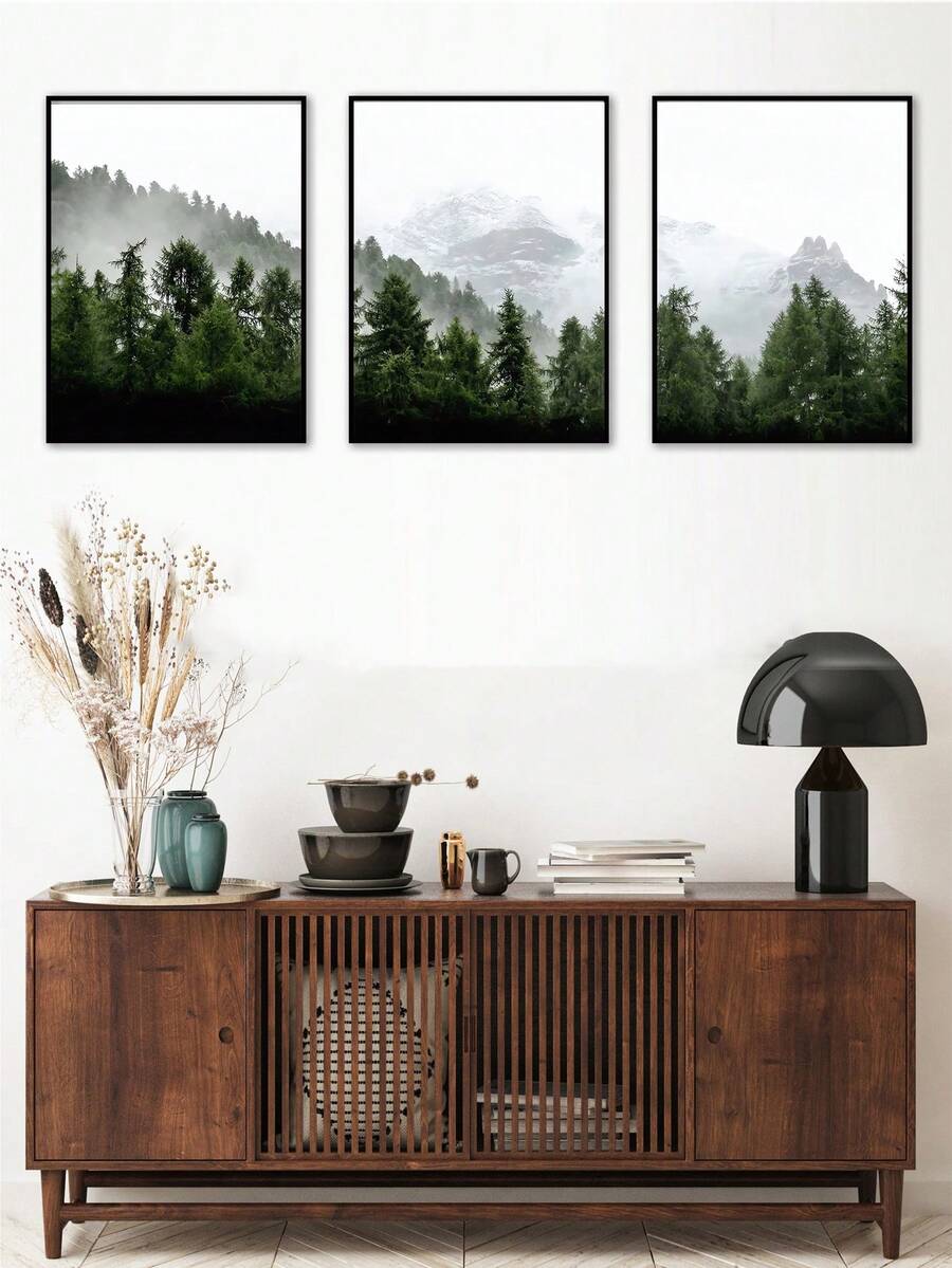 3pcs 30x40cm Modern Style Landscape Decoration Painting, Suitable For Living Room, Bedroom, Office, Cafe Decoration, Without Frame - Multicolor - View 1