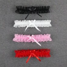 Cinturón De Liga De Encaje Sexy Con Lazo Y Banda Elástica, Accesorios De Boda Nupciales Para Muslos Cuello Y Piernas