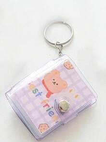 Álbum De Fotos Llavero Con Decoración Con Cremallera - Álbum Pequeño De 1 Pulgada Con Llavero - Almacenamiento De Tarjeta Con Diseño De Caricaturas - Pegatina De Álbum De Fotos Llavero - Álbum De Estilo De Libro Para Tarjetas De Identificación Y Fotos De Pasaporte - Morado - Ver 4