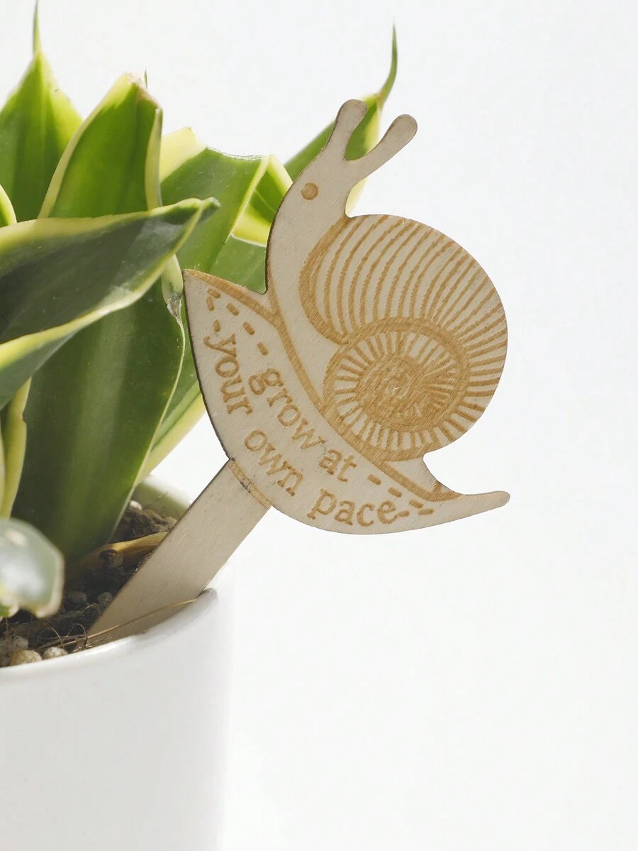 1 件木製蘑菇和蝸牛形狀花園裝飾配件,適合盆栽和戶外園藝 - 彩色 - 查看 1