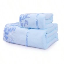 2入組蕾絲浴巾和面巾,超大尺寸超細吸水浴巾適用於成人,1條浴巾和1條面巾 - 米色 - 查看 3