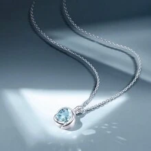 Phnibird頸鏈女性天然寶石生日石925銀配件“玫瑰之吻”女性吊墜金屬過敏友好,單穀珠寶,紀念日生日禮物報名項鍊 - A款 - 查看 3