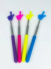 1pc Stainless Steel Telescopic Pointing Stick For Kids Reading, Teaching, Using On Blackboard Back To School - Pink - View 3